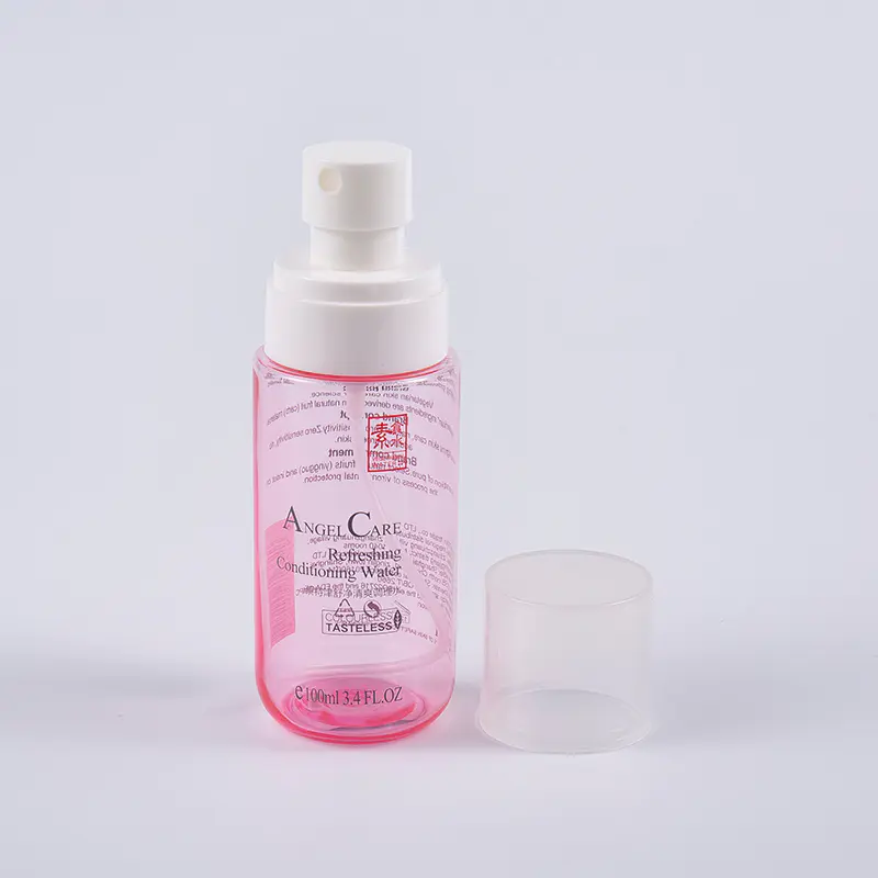 100 ml priehľadné ružové fľaštičky s tonerom na tvár