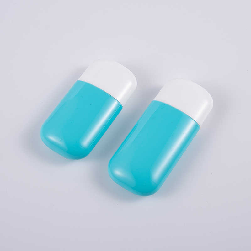 30 ml a 50 ml modrá PE fľaša na opaľovanie s UV ochranou